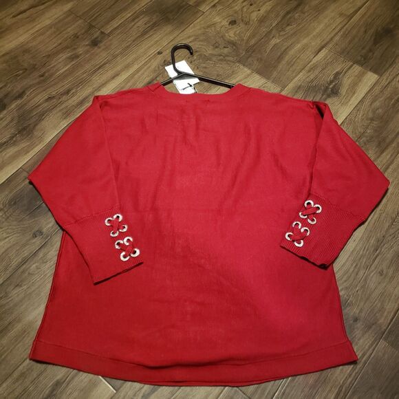 Cable & Gauge NWT Red Pullover Sweater Blouse Shirt Women's Sz L - Picture 1 of 5